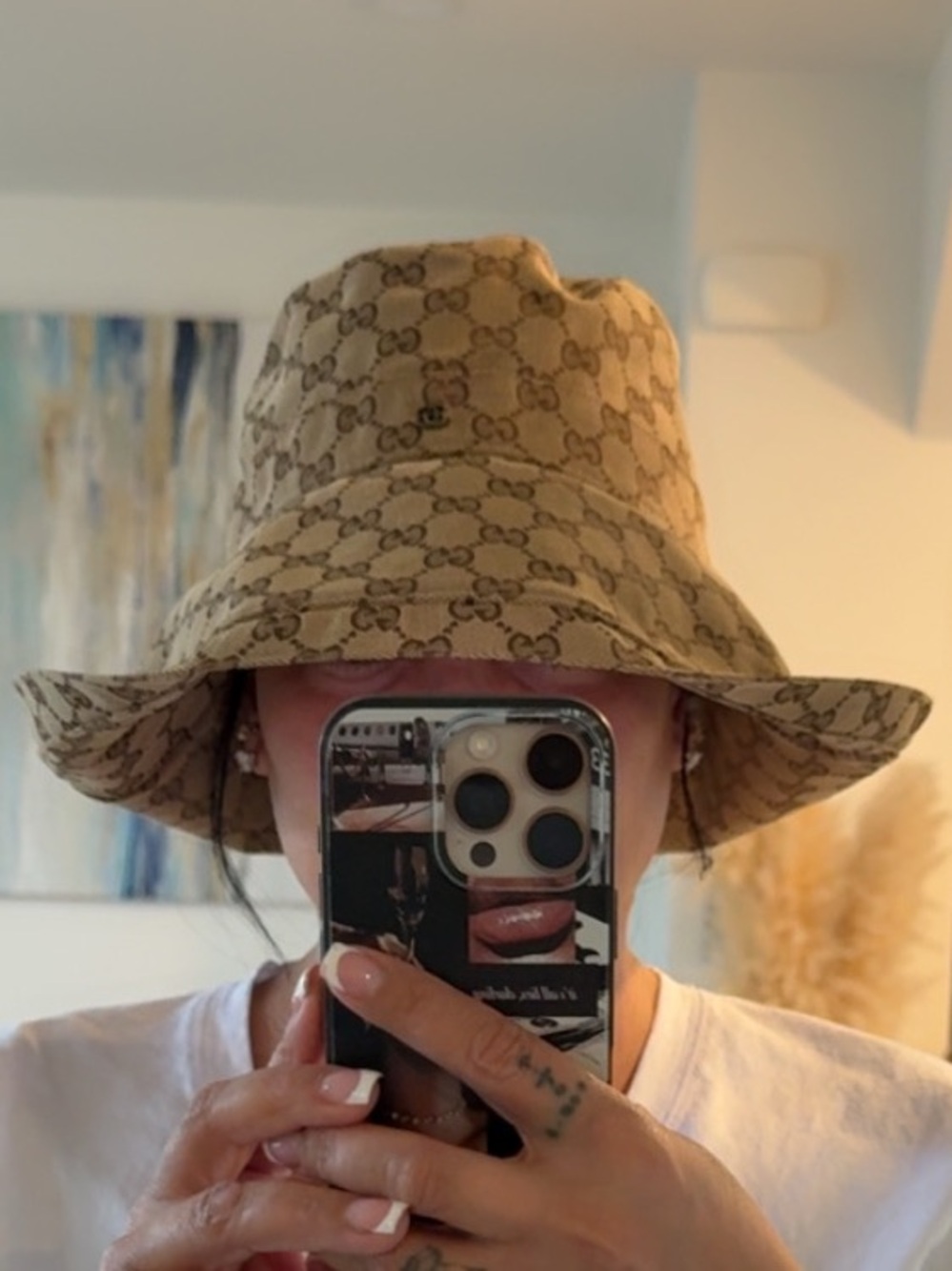 Gucci Brown GG Monogram Wide-Brim Bucket Hat - Picture 4 of 16